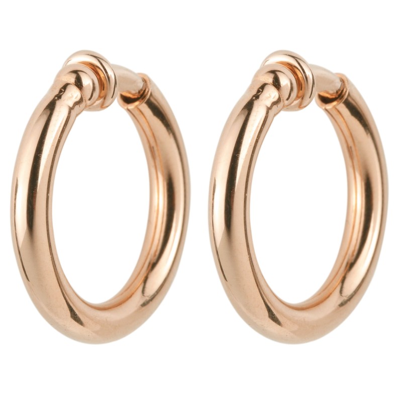 Traveller Clip-on Earrings - Hoops - Rose gold coloured - 25 mm - 18ct Rose gold plated - 155648