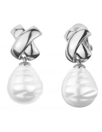 Traveller Drop clip earrings - Baroque pearl - Platinum plated - 110649