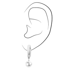 Traveller Drop clip earrings - White - Pearl - Platinum plated - 114249