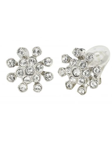 Traveller Clip earrings - Blume - Preciosa Kristalle - Platinum plated -157546