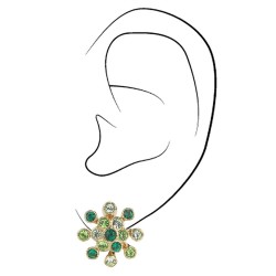 Traveller Clip-on Earrings - Gold Plated - Crystals - Green - 17 mm