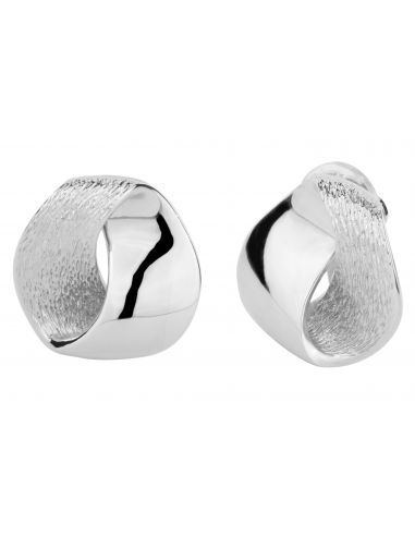 Traveller Clip earrings - Matt/shiny - Platinum plated - 157553