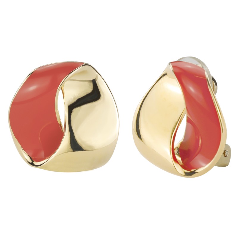 Traveller Ohrclip - Vergoldet - Rot Emaille - 15x14 mm - 157557