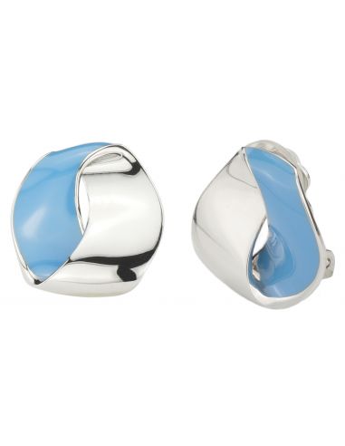 Traveller Clip earrings - Blue - Platinum plated - 157558
