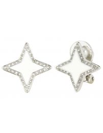 Traveller Clip earrings - Star - Preciosa Kristalle - White - Platinum plated...