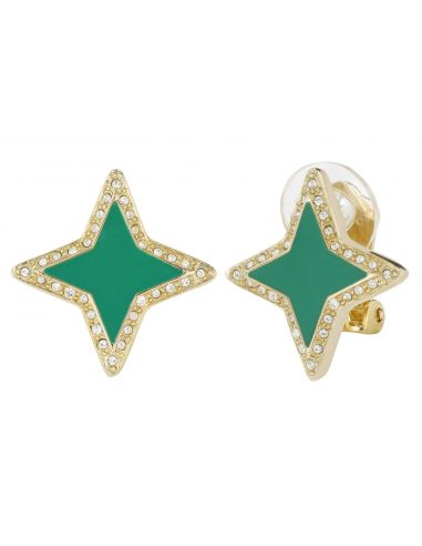 Traveller Clip earrings - Star - Preciosa Kristalle - Green - 22ct gold plated - 157561