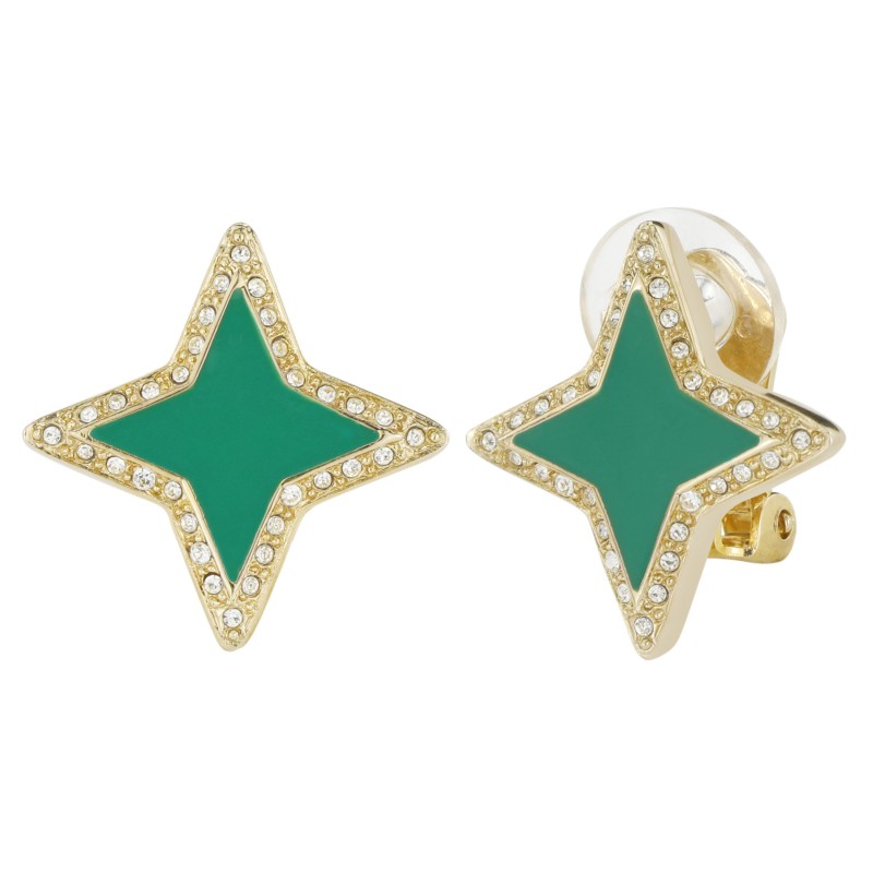 Traveller Oorclips - Ster - Preciosa crystals - Groen - Goudkleurig - 157561