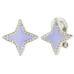 Traveller Clip-on Earrings - Star - Crystals - Violet Enamel - Platinum plated - 20x20mm - 157562
