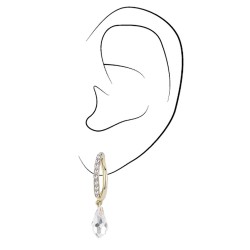 Traveller Clip Oorbellen - Hangers - Goudkleurig - Preciosa Kristallen - Druppel - Verguld - 30x5 mm