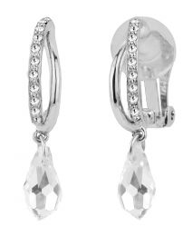 Traveller Drop clip earrings - Teardrop - Preciosa crystals - Platinum plated...