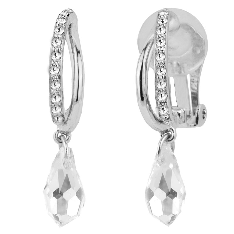 Traveller Ohrclip - Hänger - Silberfarben - Kristallen - Tropfen - Platiniert - 30x5mm - 157566
