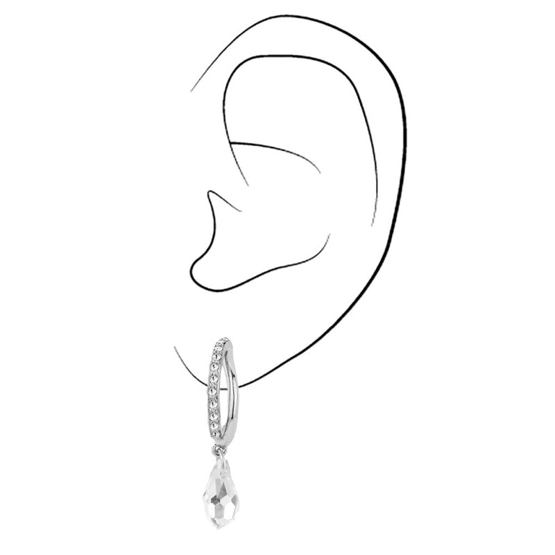 Traveller Ohrclip - Hänger - Silberfarben - Kristallen - Tropfen - Platiniert - 30x5mm