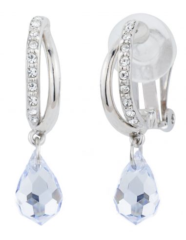 Traveller Drop clip earrings - Teardrop - Preciosa crystals - Light Blue - Platinum plated - 157570