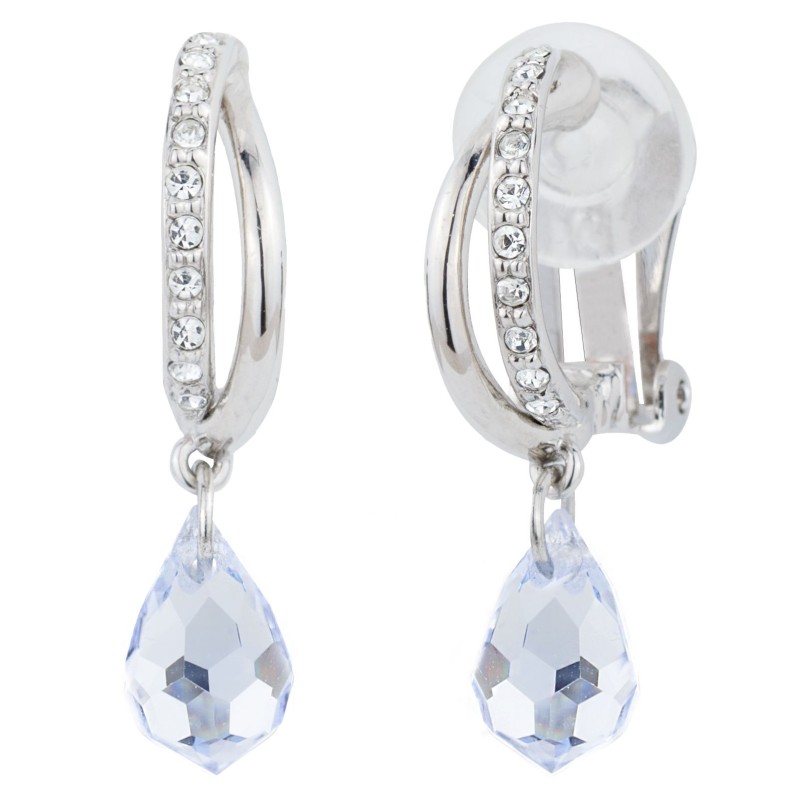 Traveller Oorclips - Druppel - Hangend - Preciosa crystals - Blauw - Zilverkleurig - 157570