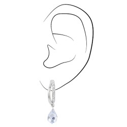 Traveller Drop Clip Earrings - Platinum Plated - Crystals - Teardrop - Light Blue / Sapphire - 30x5mm - 157570
