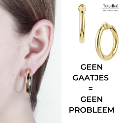 Traveller Clip Oorbellen - Oorringen - 22kt Verguld - Goudkleurig - 25 mm - 155048