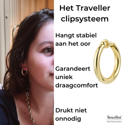 Traveller Clip Oorbellen - Oorringen - 22kt Verguld - Goudkleurig - 25 mm