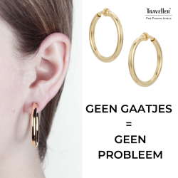 Traveller Clip Oorbellen - Oorringen - 22kt Verguld - Ø 33 mm