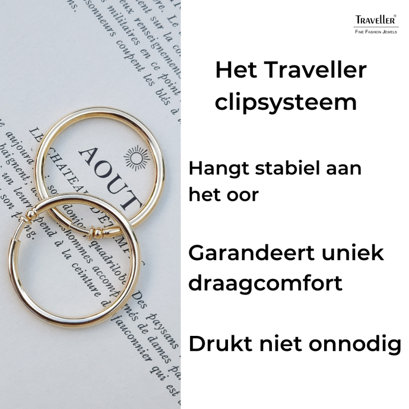 Traveller Clip Oorbellen - Oorringen - 22kt Verguld - Ø 33 mm