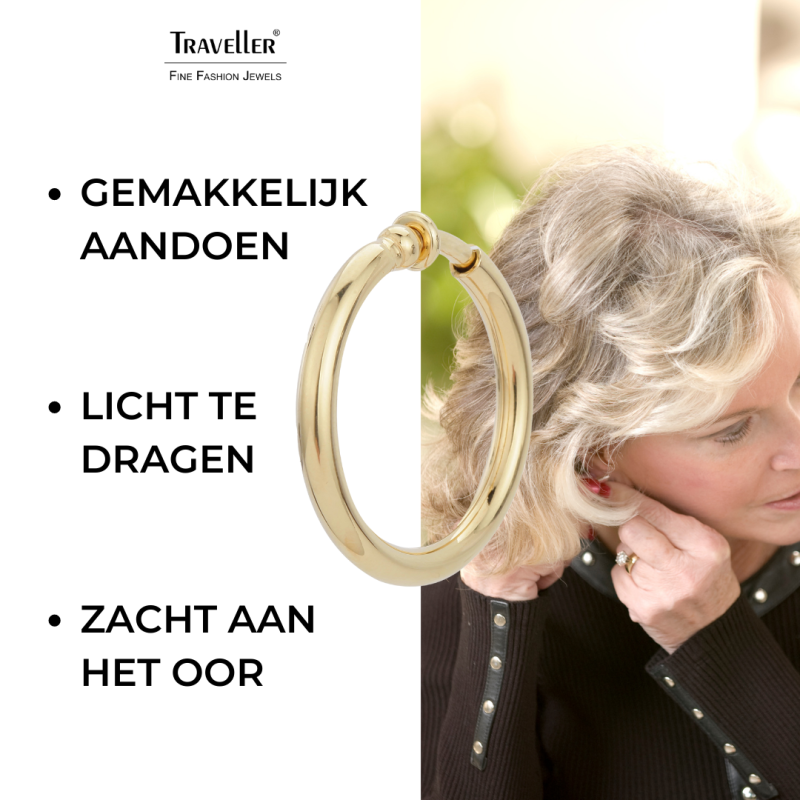 Traveller Clip Oorbellen - Oorringen - 22kt Verguld - Ø 33 mm