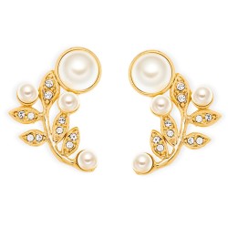 Grossé Clip-on Earrings - Statement Pearl - Gold Plated - Pearls - Crystals - 20x14 mm - GJ64163
