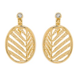 Grossé Clip-on Earrings - Foglia - Gold Plated - Crystals - Leave - 32x20 mm - GJ64200