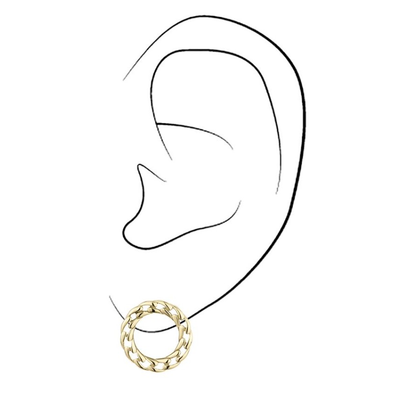 Traveller Pierced Earrings - Stainless Steel - Gold Plated - Round - Links - 20 mm
