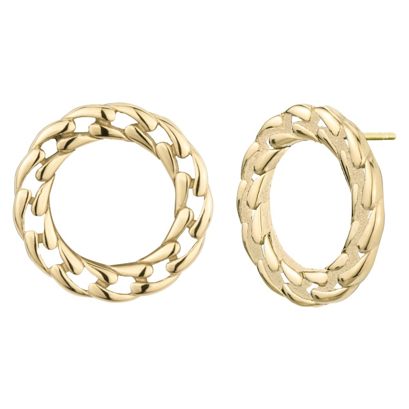 Traveller Pierced Earrings - Stainless Steel - Gold Plated - Round - Links - 20 mm
