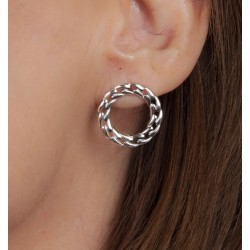 Traveller Pierced earrings - Stainless Steel - Round - Links - 20mm