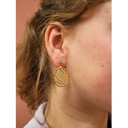 Grossé Clip-on Earrings - Foglia - Gold Plated - Crystals - Leave - 32x20 mm