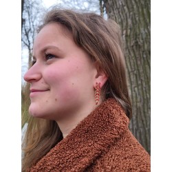 Grossé Oorclips - Hangend - Goudkleurig - Kristal - Rood - 40x10mm - Verguld - GA61549