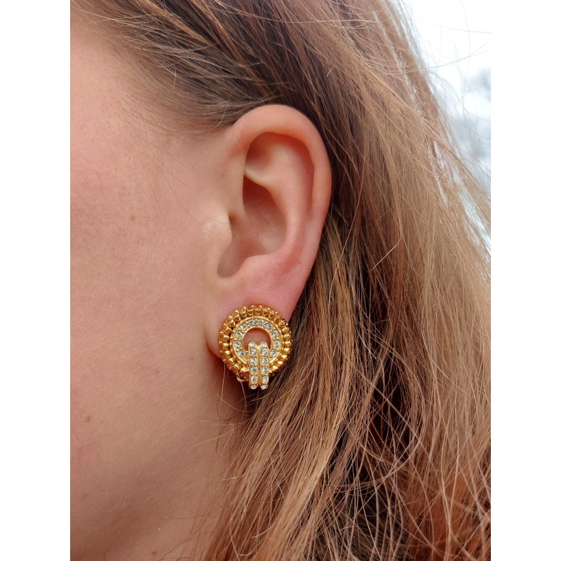 Grossé Ohrclip - Tourbillon - Goldfarbe - Kristall - 20x18 mm - Vergoldet - GJ64357