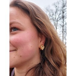 Grossé Clip-on Earrings - Tourbillon - Gold Coloured - Crystals - 20x18 mm - Gold Plated