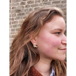 Grossé Oorclips - Statement Pearl - Goudkleurig - Parels - Wit - Kristallen - Verguld - 20x14 mm - GJ64163