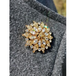 Traveller Brooch - Flower - Crystals - 22ct gold plated - 157580