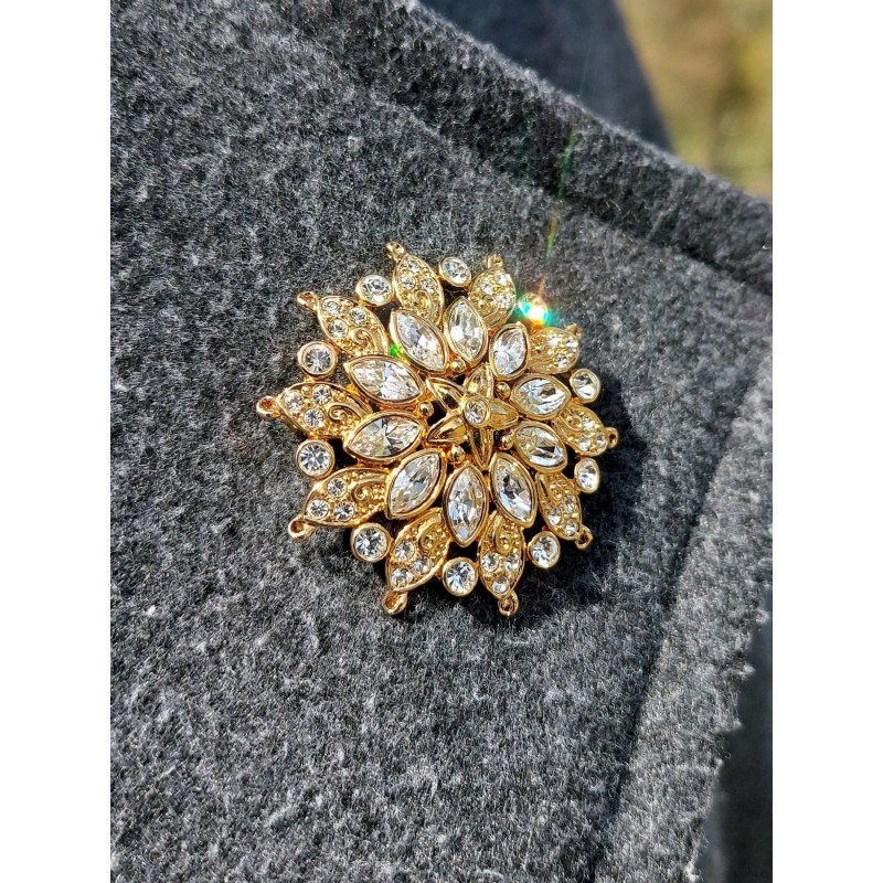 Traveller Broche Dames - Bloem - Kristallen - Goudkleurig - 157580