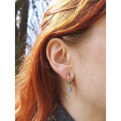 Traveller Ohrclip - Hänger - Platiniert - Kristalle - Tropfen - Hellblau / Hellsaphir - 30x5mm