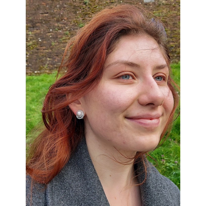 Traveller Clip-on Earrings - Silver coloured - Pearls - 10 mm - White - Crystals - Platinum Plated - 15x1 2mm - 114240