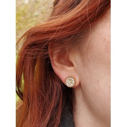 Grossé Oorclips - Medallion - Goudkleurig - Kristal - Parelmoer - 13 mm - Verguld