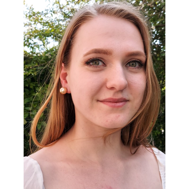 Traveller Clip-on Earrings - 22ct Gold Plated - Pearls - 14 mm - Bronze