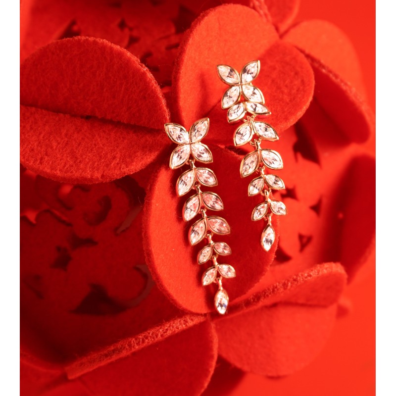 Grossé Clip-on Earrings - Pendants - Silver Coloured - Crystals - 40x10 mm - Platinum Plated - GA61560P
