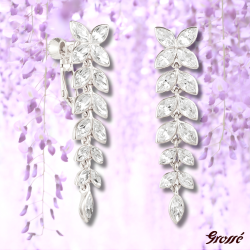 Grossé Oorclips - Hangend - Zilverkleurig - Kristal - 40x10 mm - Geplatineerd - GA61560P