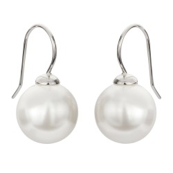 Traveller Oorhanger - Zilverkleurig - Parels - 12mm - Wit  - Geplatineerd - 700912