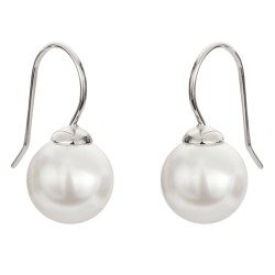 Traveller Ohrhänger - Silberfarben - Perle - 10 mm - Weiß - Platiniert - 700910