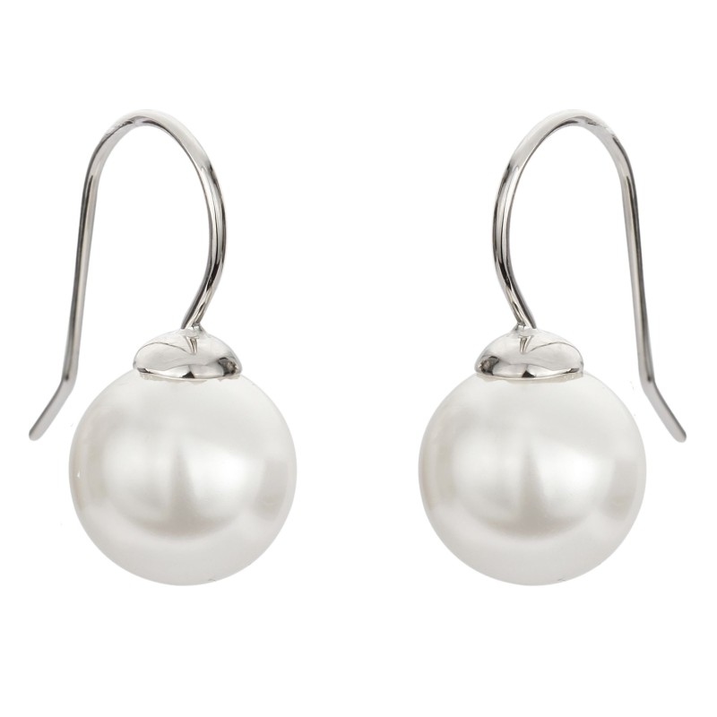 Traveller Drop Earrings - Silver Coloured - Pearl - 10 mm - White - Platinum Plated - 700910 Traveller Drop Earrings - Silver Coloured - Pearl - 10 mm - White - Platinum Plated - 700910