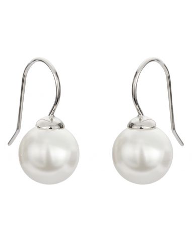 Traveller Drop Earrings - Platinum plated - 8mm white pearl - 700908