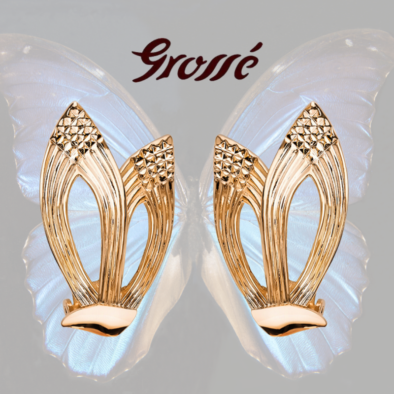 Grossé Clip-on Earrings - Victory - Gold Coloured - Gold Plated - 31x19 mm