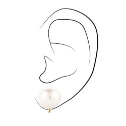 Traveller Ohrclips - Perle - 14 mm - Weiß - 22kt Vegoldet - Goldfarbe - 801014