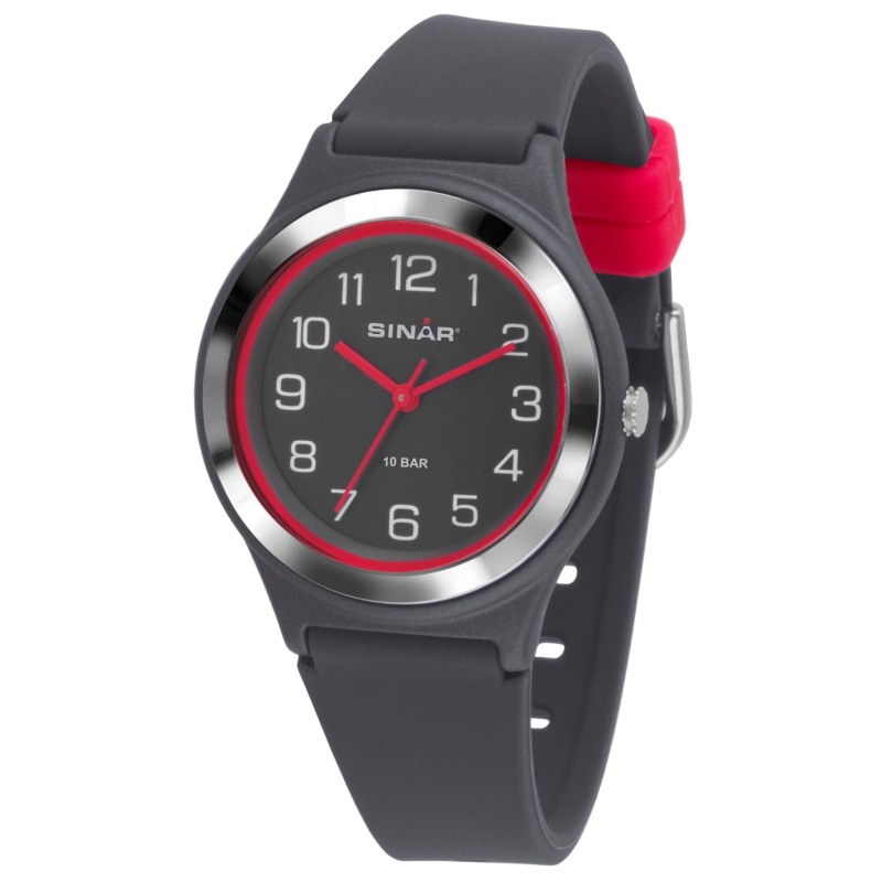 Sinar Horloge - Analoog - Grijs/ Roze - 36mm - 10 Bar - Verstelbaar bandje 13-18,5cm - XB-48-11