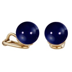 Traveller Ohrclip - 22kt vergoldet - Perle - 10 mm - Dunkelblau - 112307